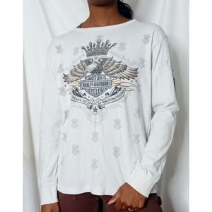 Harley Davidson White Long Sleeve Tee